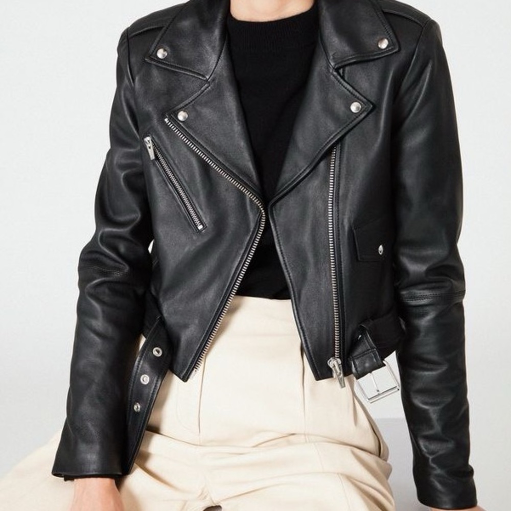 Baby Jane Smooth 100% Leather Jacket in Black